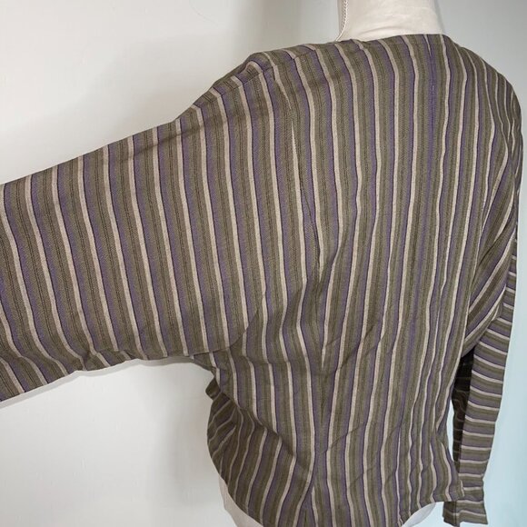 Womens Jacket Size Medium M Vintage Dolman Sleeve Weight Double Button Ruffle - Picture 6 of 14